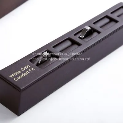 Long PU Rings Display Stand Luxury Wooden Rings Jewelry Display With Custom Logo photo-3
