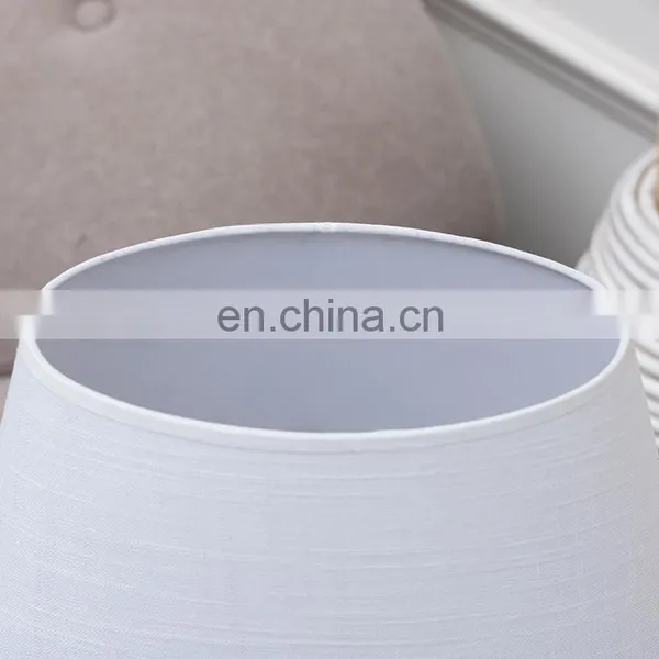 Nordic Modern Custom Round Ceramic Base Cheap Silver Bedside Lamps for Hotel Home Table Decoration photo-2
