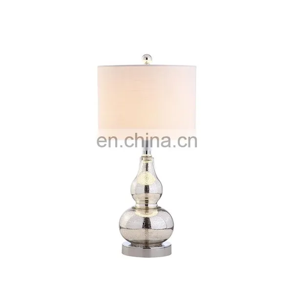 China Classical Calabash Shape Creative Custom Clean Glass Base Cheap Bedside Lamps for Office Restaurant Hotel photo-5