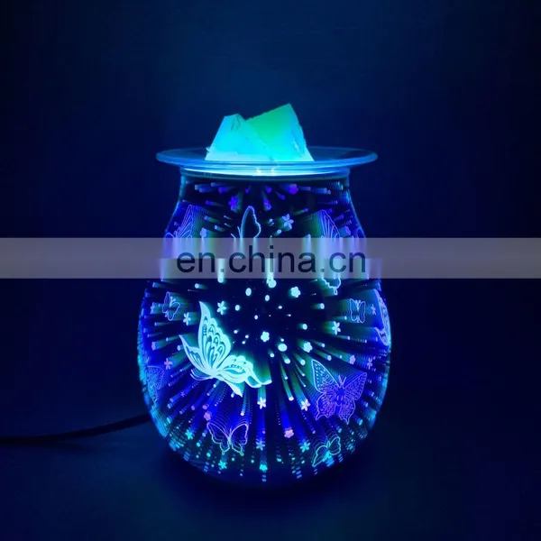 New 3D Glass Colorful Gradient Fireworks Aromatherapy Lamp Colorful Color Changing Plug-in Butterfly Table Lamp photo-3
