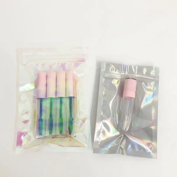 Holographic Plastic Transparent Bag Food Packaging Zip Lock Bag Gold Cosmetic Transparent Plastic Bag photo-3