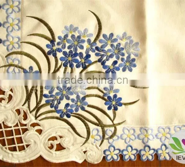 Blue and Beige Luxurious Handmade Printed Fiber Optic Table Cloth Wholesale Tablecloth Lmzc1007(8)K photo-2