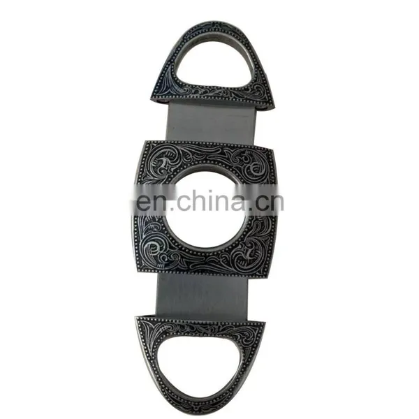 Luxury Portable Gold Classic Carving Pattern Metal Cigar Cutter photo-3
