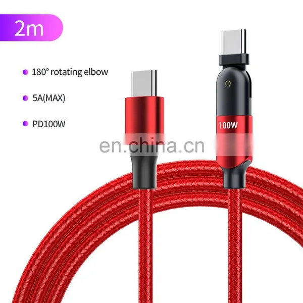New Arrival 2M 60W PD 180 Degree Rotating 3A Usb Data Type c to Type c Charging Cable for Tablet PC and Mobile Phone photo-2