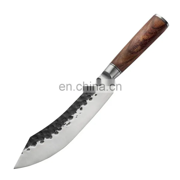 Forged Kitchen Knife Hammered Stainless Steel Outdoor Fish Deboning Segmentation Butcher Knife With Double Steel Head Chef Knife