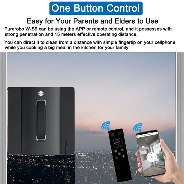 PUREROBO W-S9 Window Cleaning Robot Bluetooth And Remote Control Smart Glass Cleaning Machine UPS System One Touch Cleaning Easy To Use photo-2