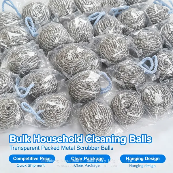 Hangable Oval Steel Wire Scrub Ball With Braided Lanyard Anti‑Rust No Loose Wire Kitchen Cleaning Supplies photo-3