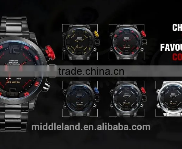 2015 MIDDLELAND Fashion Sport 3ATM Quartz Stainless Steel Wristwatch for Men photo-4