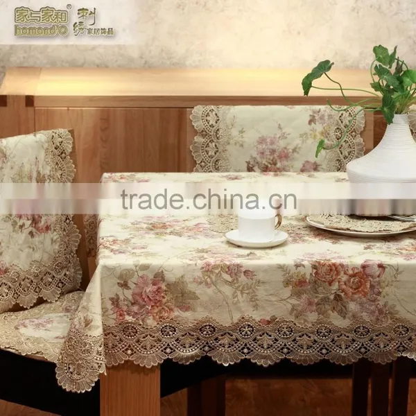 100% Polyester TC CVC Table Cloth WITH RUFFLES,LACE,WATER RESISTANT ,HEAT RESISTANT,WATER PROOF photo-6