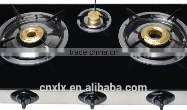Kitchen Cabinet Top Glass Gas Stove With 3 Gas Burner Manufacturer China