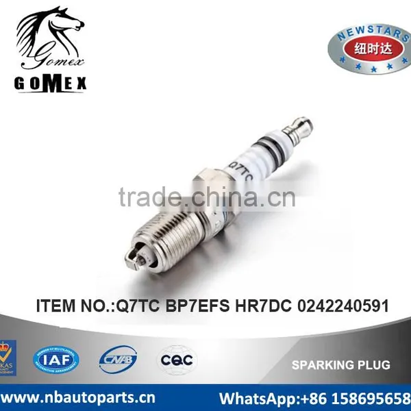 High Quality Auto Spark Plug Q7TC BP7EFS HR7DC 0242240591 for AUDI DODGE EAGLE FORD JAGUAR LINCOLN MAZDA MERCURY.etc.