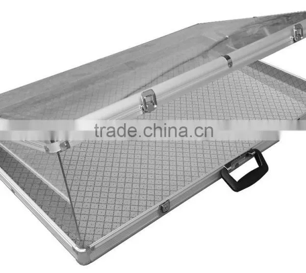 Large Aluminum Glass Top Display Locking Travel CounterTop Case W/side Panel photo-3