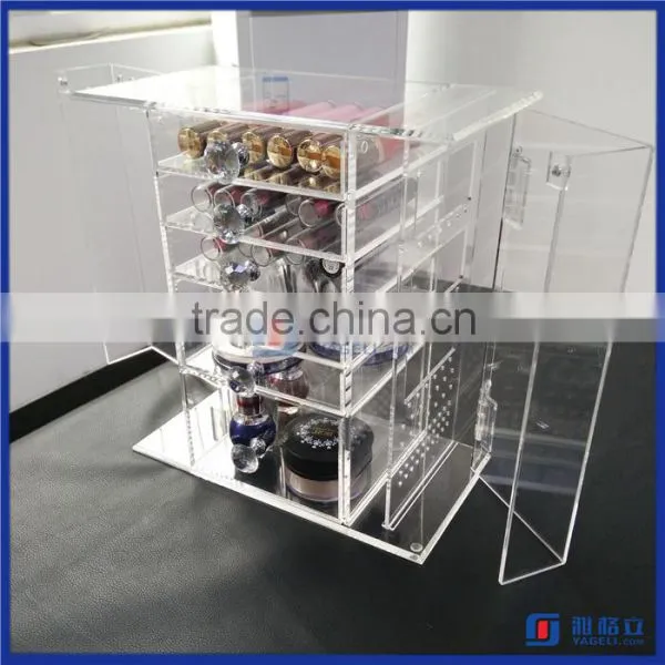 2016 Hot Sale!! Acrylic Cosmetic Display Case With Earring and Necklace Holder / Acrylic Jewelry Display