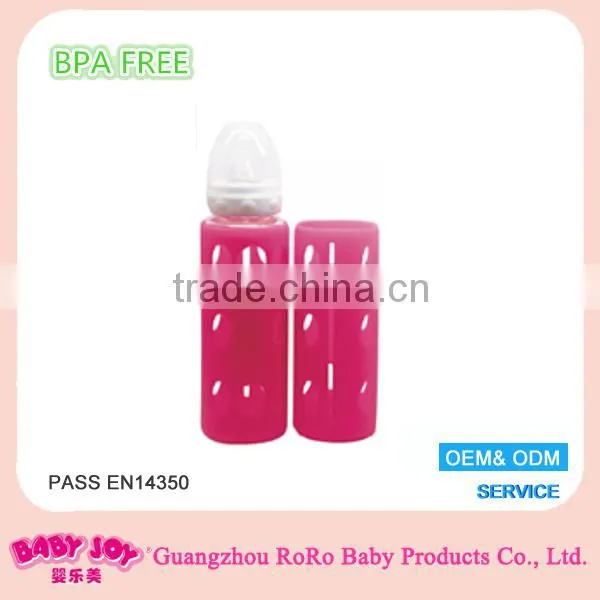 OEM High Borosilicate Glass Baby Bottle Baby Product With Silicone Sleeve