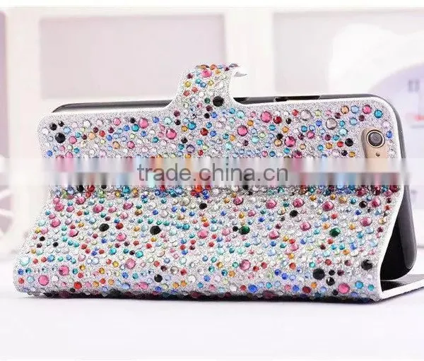 Rhinestone Phone Case OEM Flip Leather Case Cover For Samsung Galaxy Grand 2 photo-5
