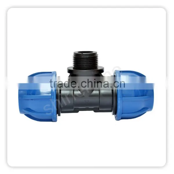 PP Compression Fittings Tees Male Offtake