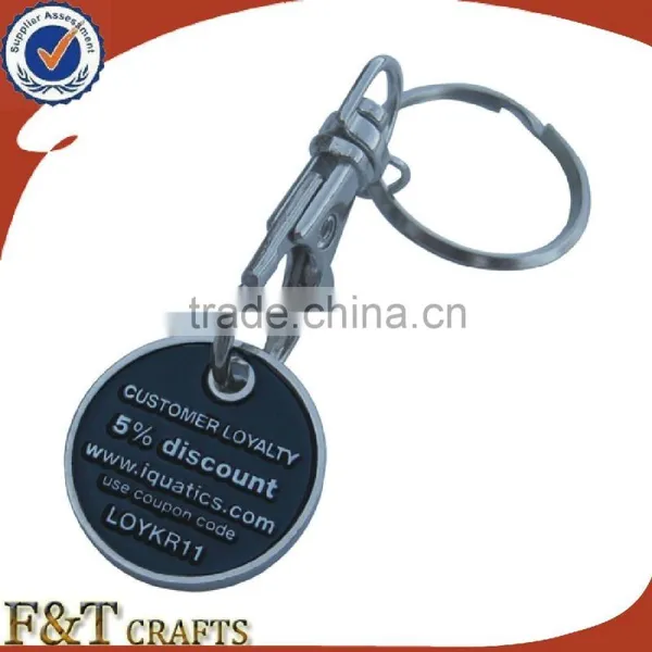 High Quality Soft Enamel Two Side Trolley Coin/shopping Trolley Coin Lock/trolley Coin Keychain photo-2