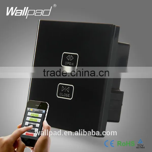 WIFI Curtain Switch Wallpad Black Glass 2 Gang Wireless WIFI Remote Touch Curtain Shutter Window 2 Way Controlled Wall Switch Quality Choice