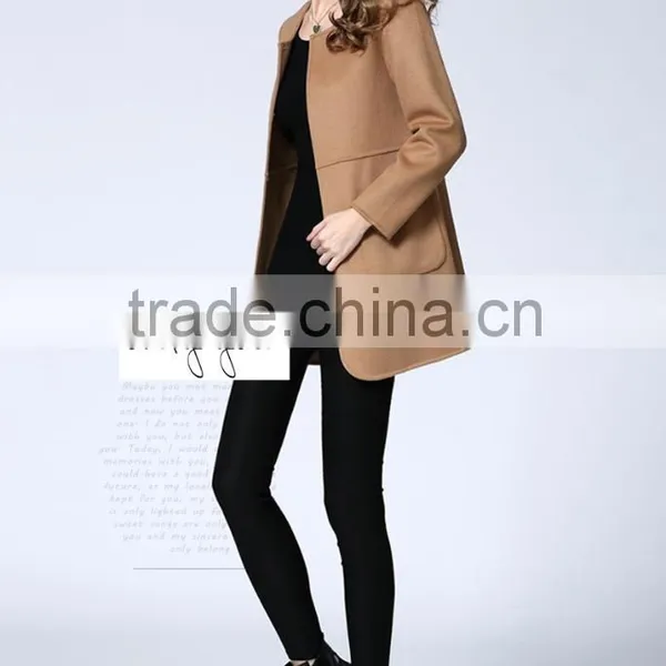 Camel Color Factory Supply Hign Woolen Lady Coat photo-3
