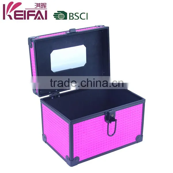Pink Color Hard Side Aluminum Vanity Case For Travel