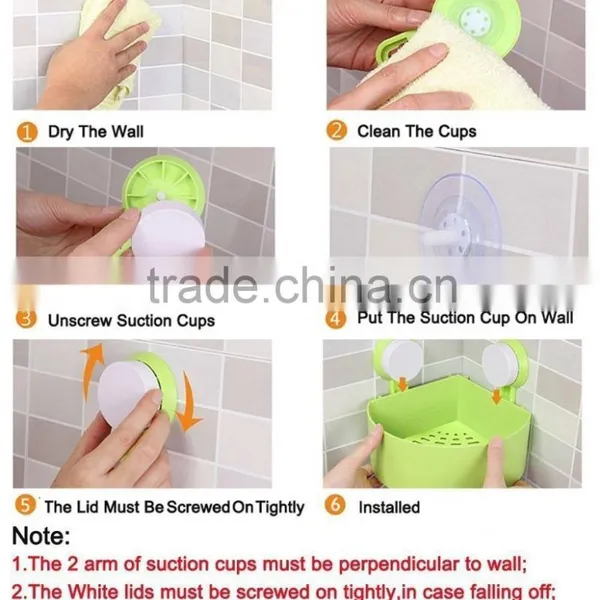 Bathroom Kitchen Storage Organize Shelf Rack Triangle Shower Corner Caddy Basket With Wall Mounted Suction Cup photo-3