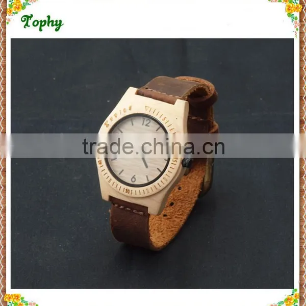 Brown Genuine Leather Wooden Watch Wholeasale Cheap Price photo-3