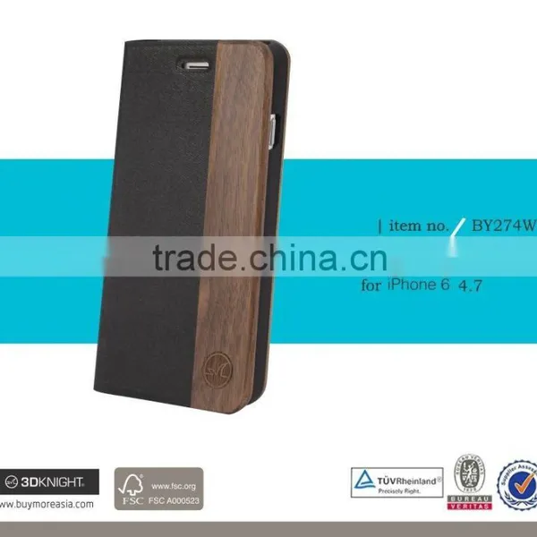 Factory Wood Case For Iphone 6s ,Pu Flip Cover Case For Iphone 6s photo-2