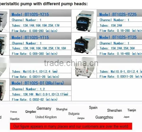 Easy-load Economic Price Peristaltic Pump BT102S With YZ15 Flow 0.006ml/min-280ml/min CE Peristaltic Pump photo-4