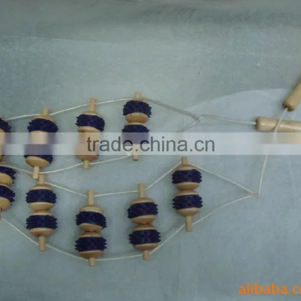 Wooden Wheel Body Back Waist Care Roller Massager photo-3