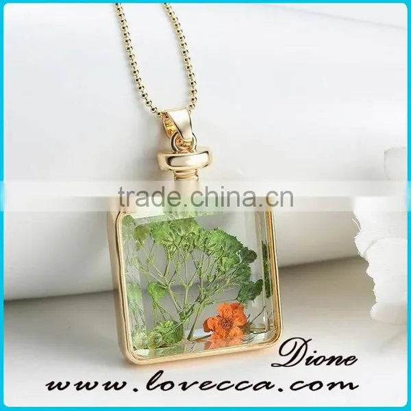 Wholesale Newest Dried Flower Pendant Women Gold Memory Necklace photo-4