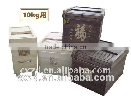 Natural Solid Wood Storage Box With Lid Kitchen Use Wooden Container Wood Rice Box photo-3