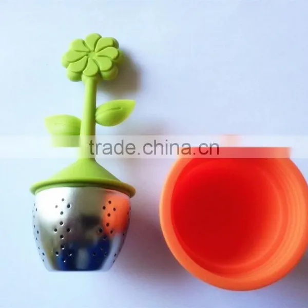 Lottie Supply Fashion Food Garde Eco-friendly Non-toxic Pot Plant Shape Silicone Tea Infuser photo-2