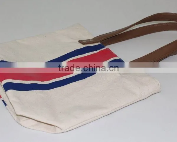 2015 Premium Cotton Canvas Bag With Leather Handle Women's Casual Cotton photo-5
