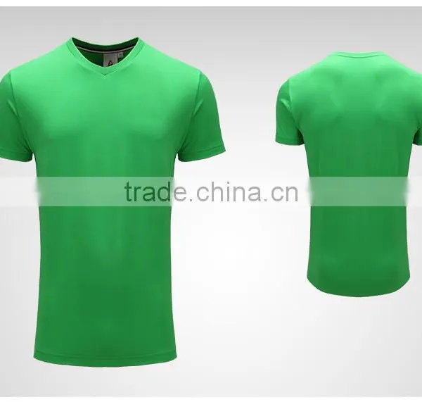 V Neck Fashion Tee Sportswear White Plain Dyed Man Blank Custom Embroidery T-Shirt photo-3