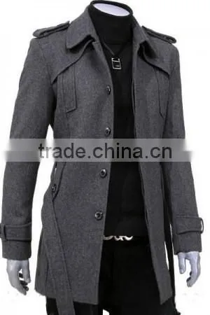 Man Slim Fit Long Style Wool Blend Jacket 2015 photo-2