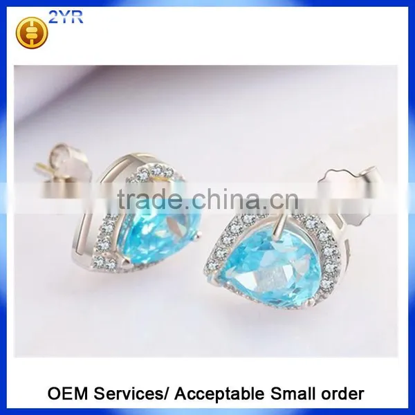 925 Sterling Silver Heart Sharp Fashion Earring cz Diamond Engagement Wedding Earrings photo-6