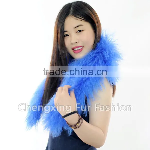 CX-A-52H 2016 Latest Detachable Real Mongolian Lamb Fur Lace-Up Collar photo-2