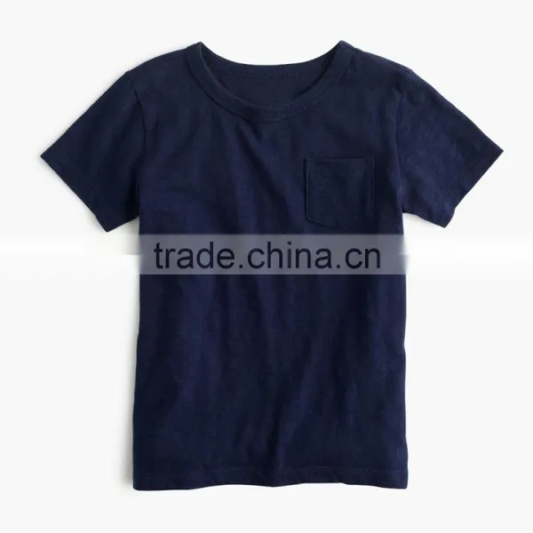 Wholesale Comfortable Custom Design Baby Clothes 2017 Boys' Slub Pocket T-shirt New Style Plain Children Clothing photo-3