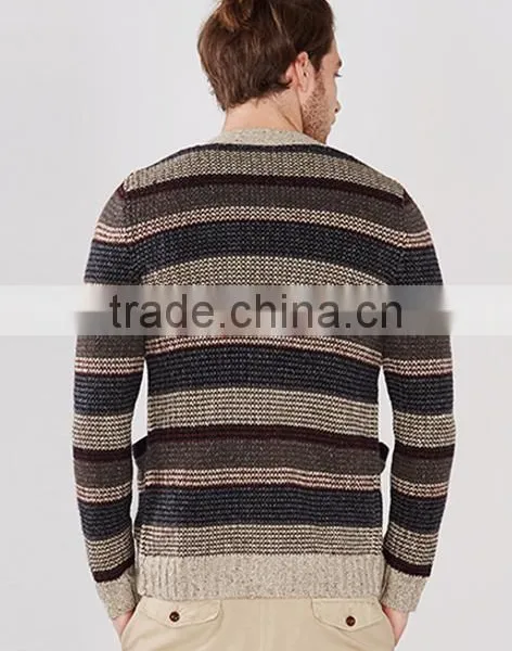 2017 Fashion Stylish Best Price Long Sleeve Striped Knitted Sweater for Wholesale photo-3