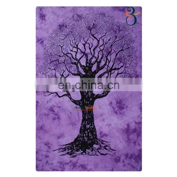Indian Tapestry Dry Tree Throw Single Purple Color Traditional Boho Tapestry Wall Hanging photo-2