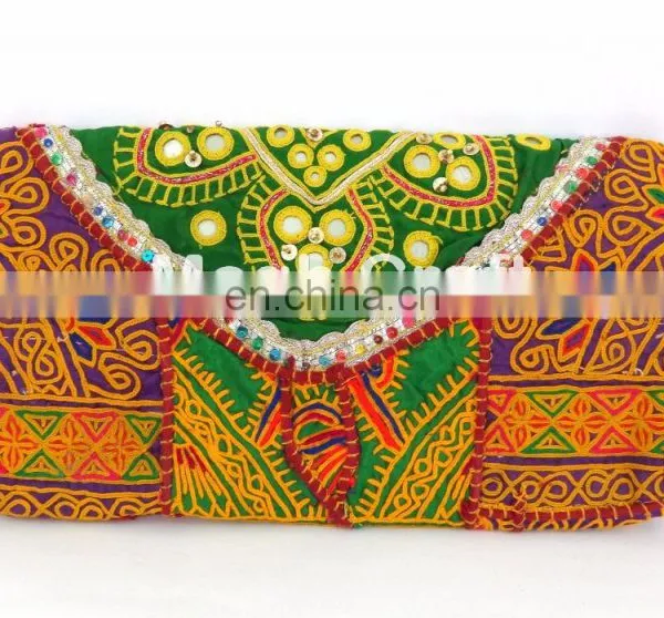 Afghan Vintage Gypsy Clutch - Boho Tribal Coins Bag - Embroidery Rabari Banjara Bag - Kuchi Work HandBags photo-4