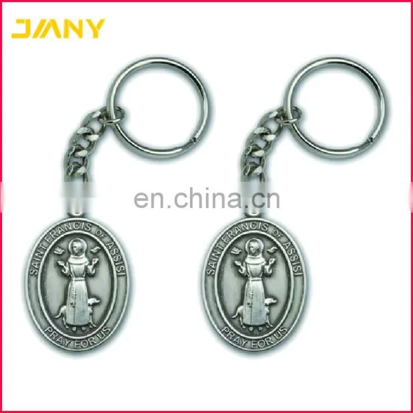 Custom Antique Gold or Silver Plated St Francis of Assisi Keychain Christian photo-3