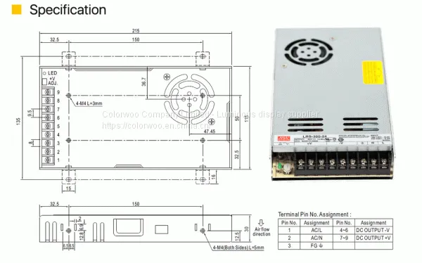 Meanwell LRS-350 Switching Power Supply 12V 24V 36V 48V 350W Original MW Taiwan Brand LRS-350-24 photo-5