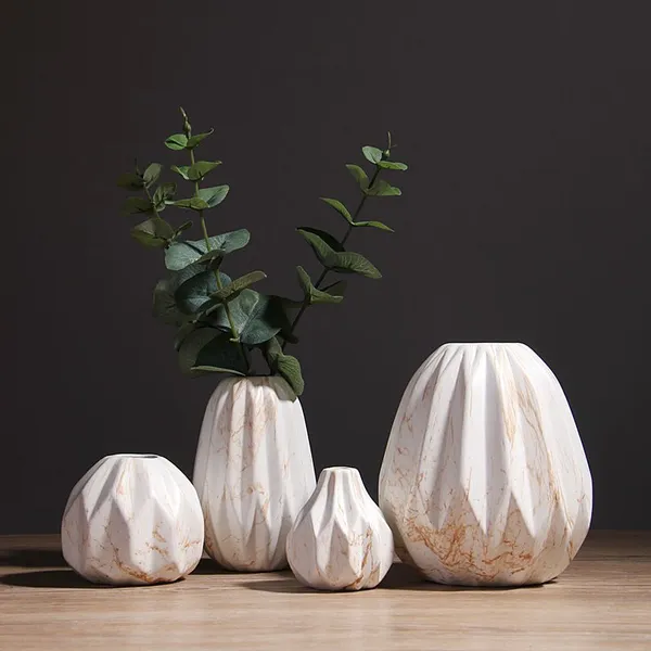 Irregular Marble Nordic Creative Large Ceramic Vase For Showroom Living Room Decoration photo-2