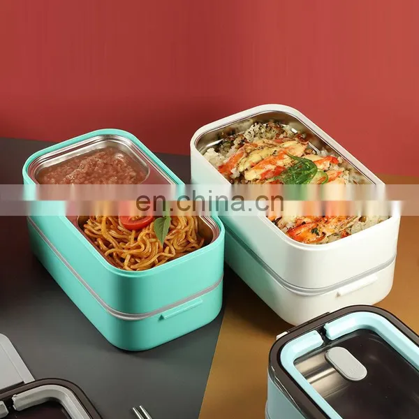 Tiffin Take Away Food Packaging Insulated Thermal Children School Heated Plastic Metal Bento Stainless Steel Kids Lunch Box photo-4