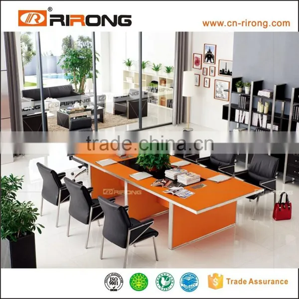 Darker Leather Stainless Steel Glass Top Meeting Table photo-2