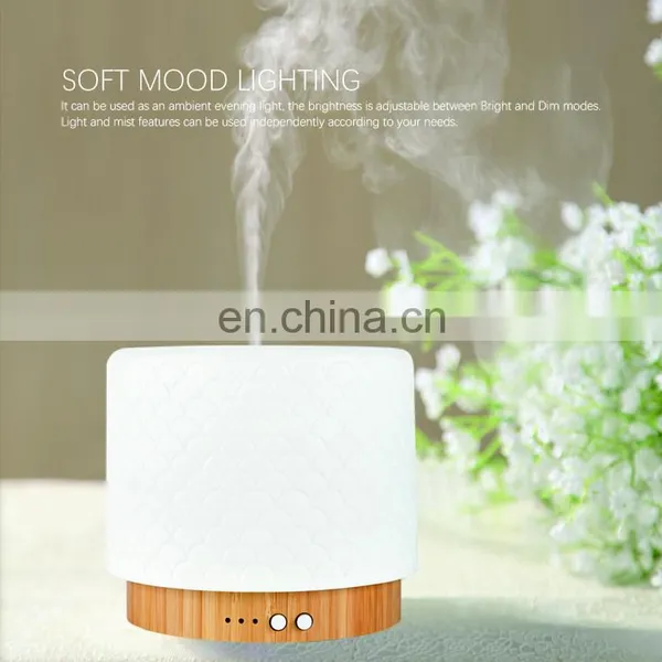 High End Ceramic Aroma Diffuser With Bamboo Base 280ml Water Capacity And Warm Light Timer Auto Off Long Cord For Home Office photo-4