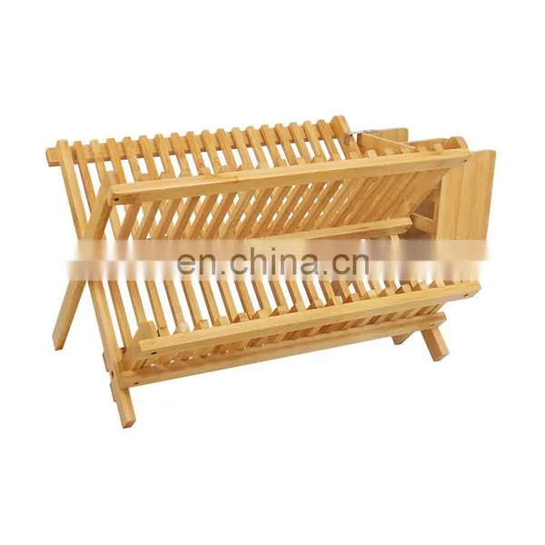 2-Tier Collapsible Bamboo Drainer Dish Drying Rack Multipurpose Roll-Up Dish Drying Rack With Utensil Holder photo-5