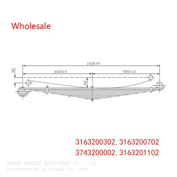 3163200302, 3163200702, 3743200002, 3163201102 Front Leaf Spring Wholesale for MERCEDES BENZ photo-2