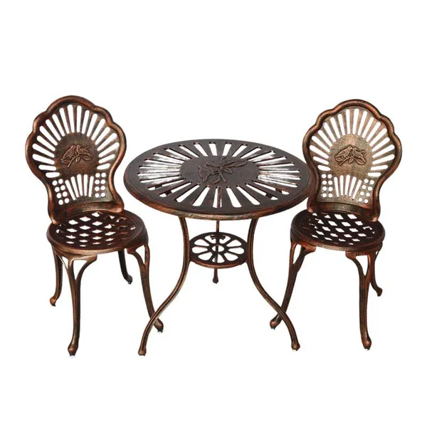 Garden Outdoor Round Table Cast Iron Aluminium Dining Coffee Tables Waterproof Sturdy Durable Balcony Patio Furniture Bistro Sets photo-4